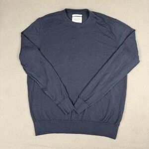 Hudson North Long Sleeve Mens L 100% Merino Wool Navy Blue